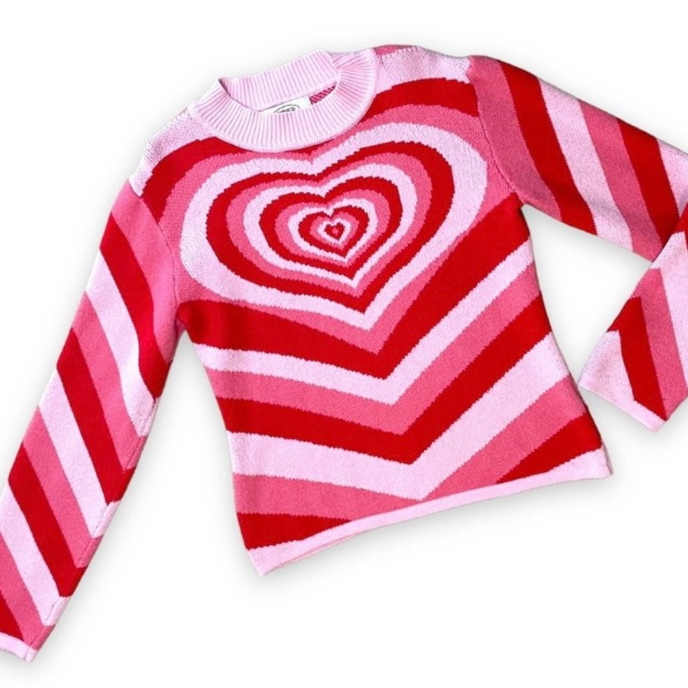 Cider Red and Pink Heart Wave “Valentine” Sweater Women’s size S
